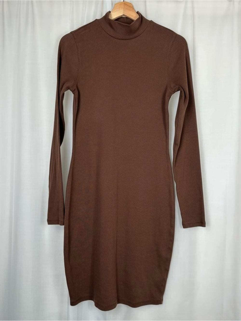 Old Navy Espresso Bark‎ Ribbed Mock Neck Bodycon Mini Dress Size M Tall Brown